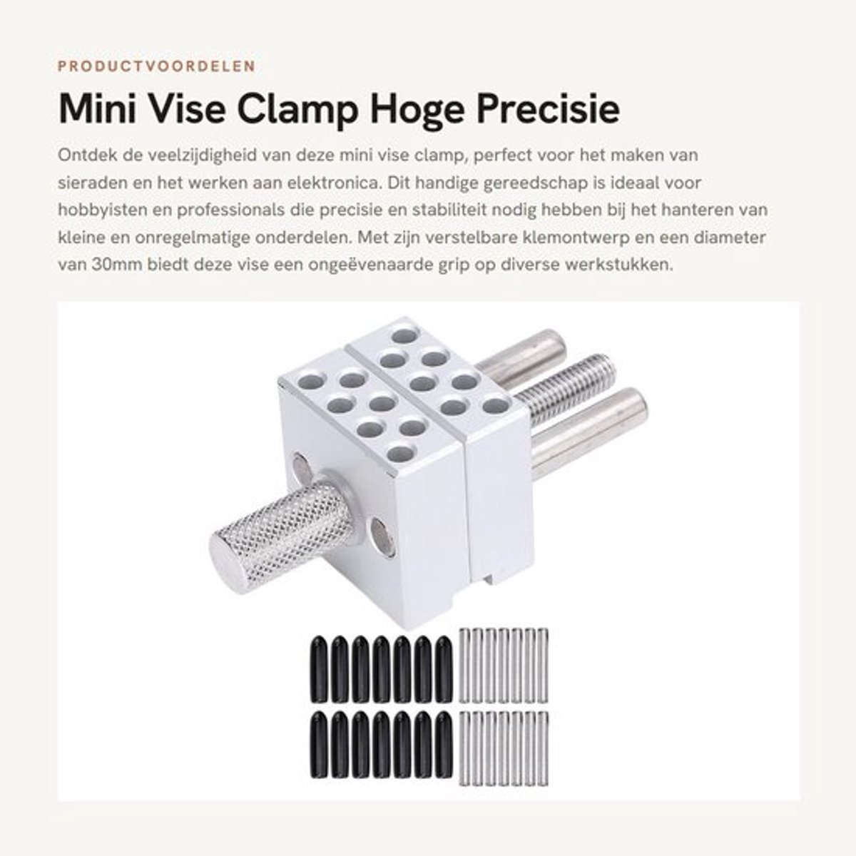 Mini Vise Clamp - Hoge Precisie - Verstelbare 30mm Klem - Zilver - Handig voor Sieraden Maken - Gereedschap voor Hobbyisten - Compacte Vorm