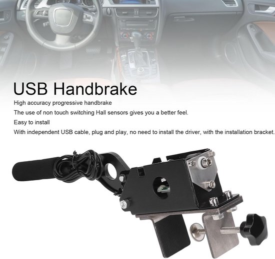 Universele Handrem - Race Simulator - Sim Racing - Verstelbare Hoogtehoek - CNC Aluminium - Zwart van universele — afbeelding 2