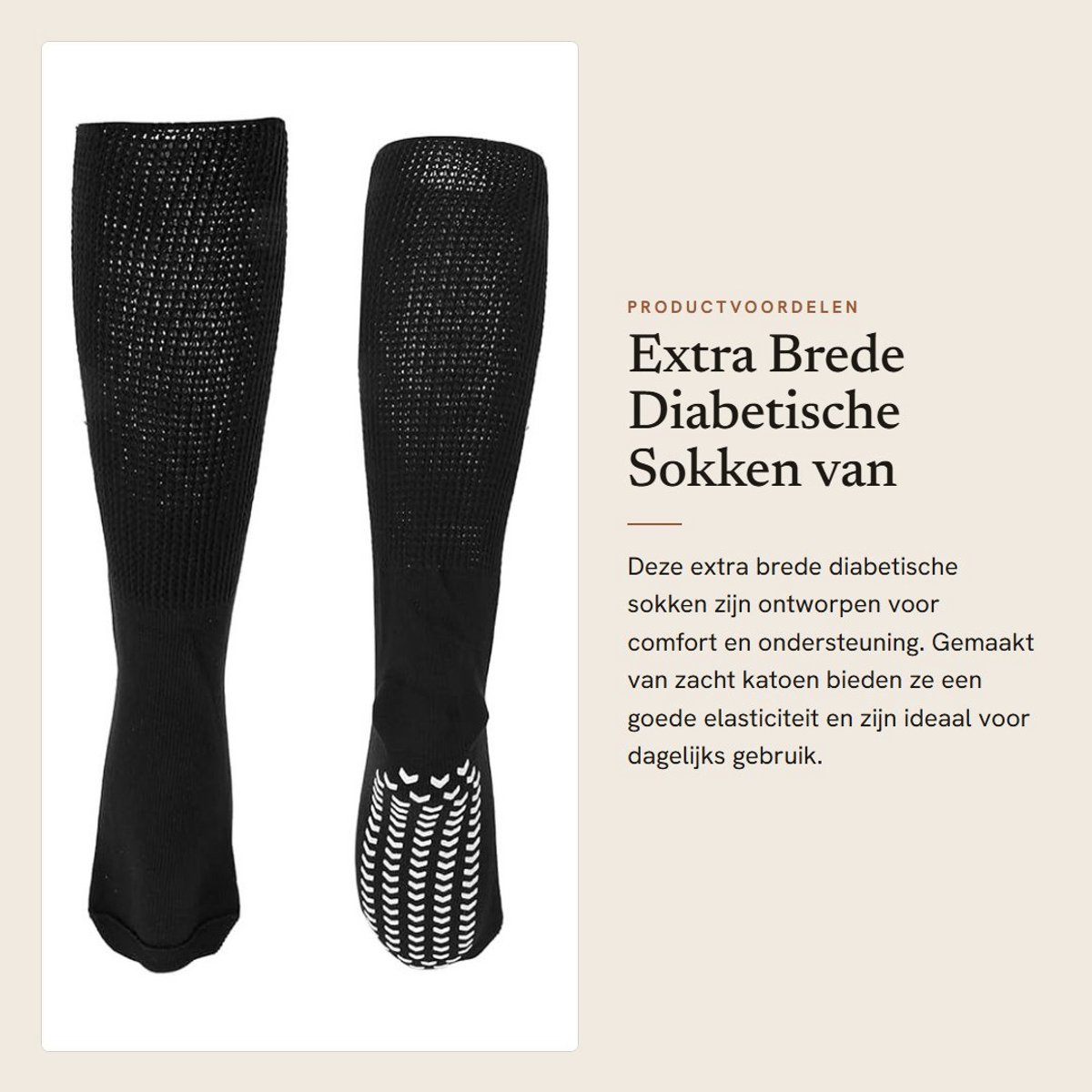 Dailygoods- Diabetessokken Extra Breed - Katoen - Antislip Onderkant - Goede Elasticiteit - Zacht - Comfort voor Gezette Voeten - Gezondheidssokken