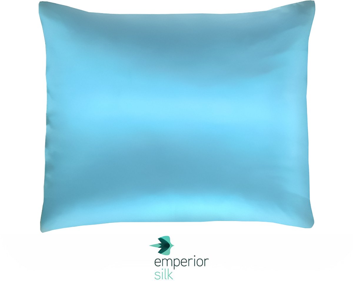 100% Zijden kussensloop Verdi Lichtblauw - 22MM extra zacht - Satijn zijden kussensloop - anti rimpel kussensloop - Anti acne kussensloop - Silk - Silk Heaven - 45x65cm (voor ergonomische kussens 60x40cm)