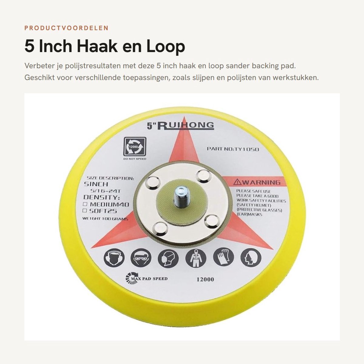 Dailygoods - 5 Inch Haak en Loop Sander Backing Pad voor Polijsten
