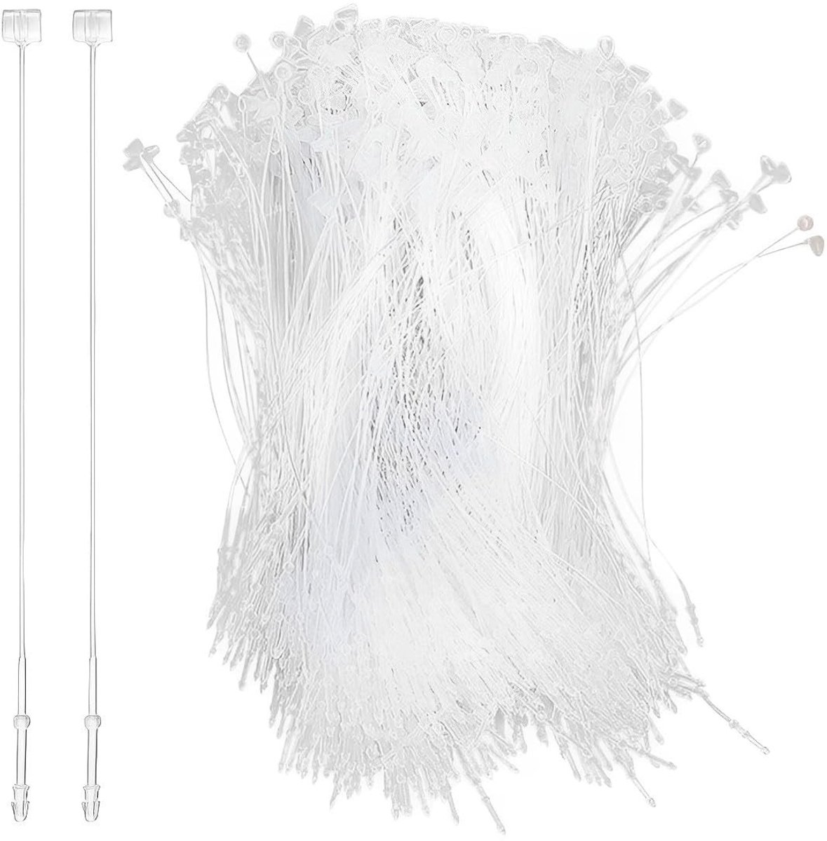 Dailygoods- Polyester Touwen 1000 Stuks - Prijskaartjes met Touwtje - Prijslabels - Prijskaarthouder - Transparant - Lengte 80/130 mm