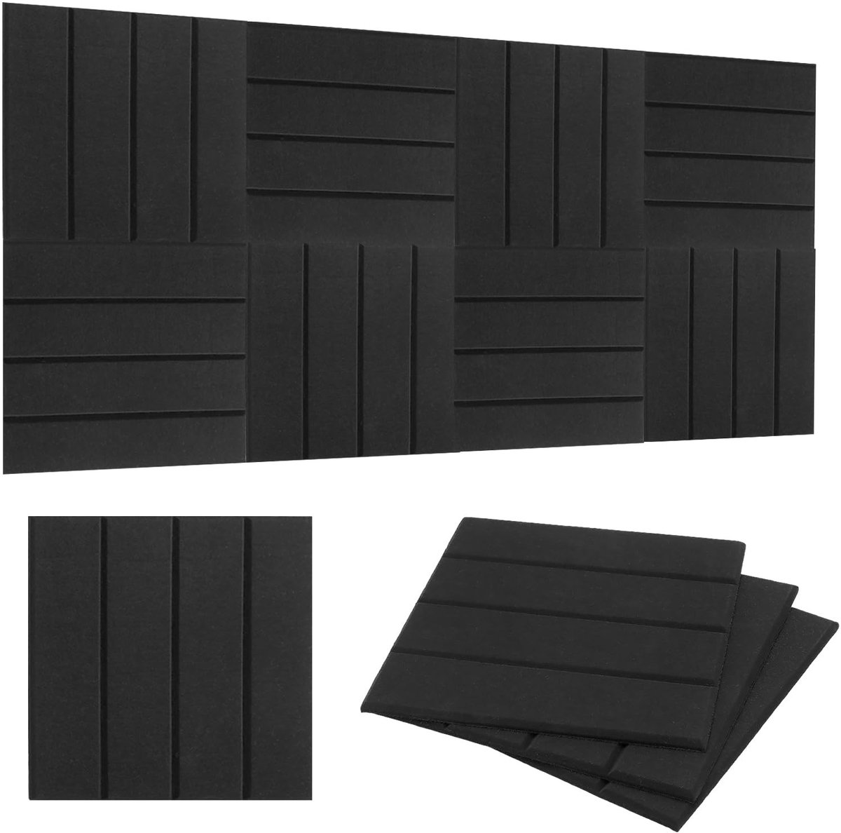 Dailygoods- Akoestische Panelen 12 Stuks - Zelfklevend - Geluidsisolatie - Polyester - 30 x 30 x 0,9 cm - Hoge Dichtheid - Geluidsisolatiepanelen
