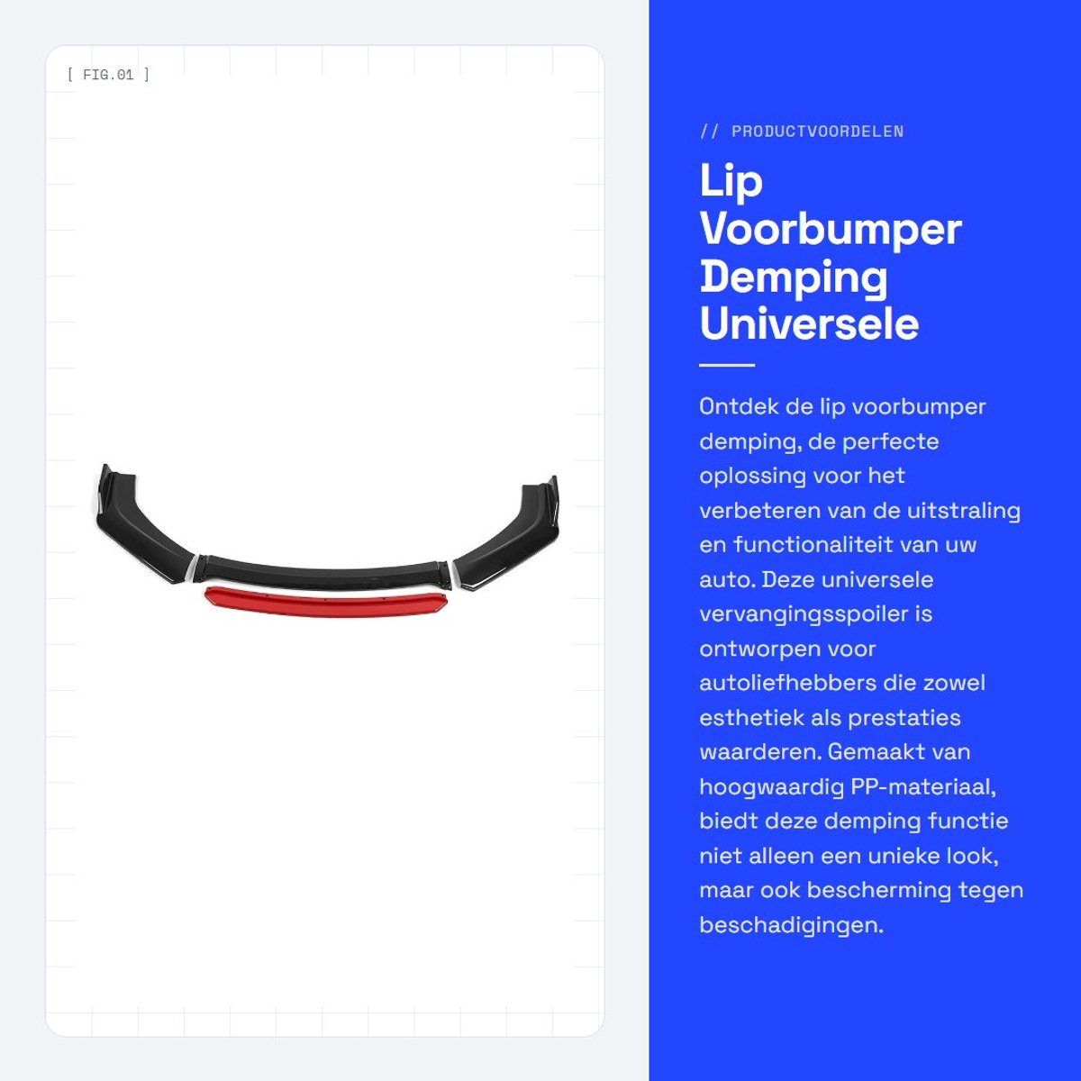 Dailygoods- Voorbumper Demping Functie - PP Materiaal - Universele Vervanging - Voorspoiler - Schokbestendig - Duurzaam - Bumperlip