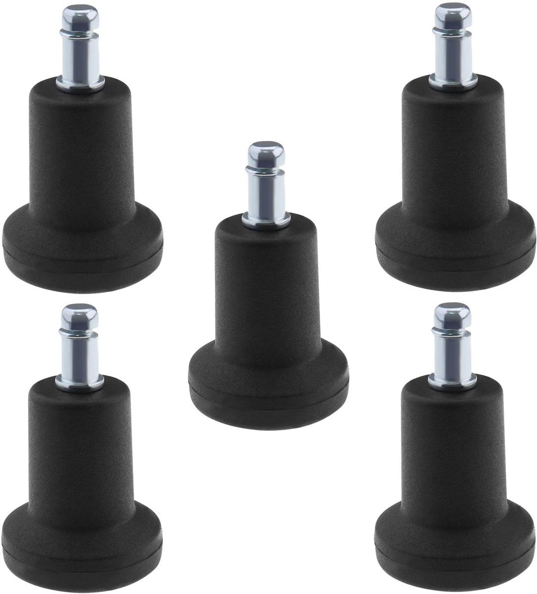 Dailygoods - Bell Glides - Vervangende Zwenkwielen - Zwart - Kantoorstoel Accessoire - Zwenkwiel Stopper - Geschikt voor Multi-oppervlak