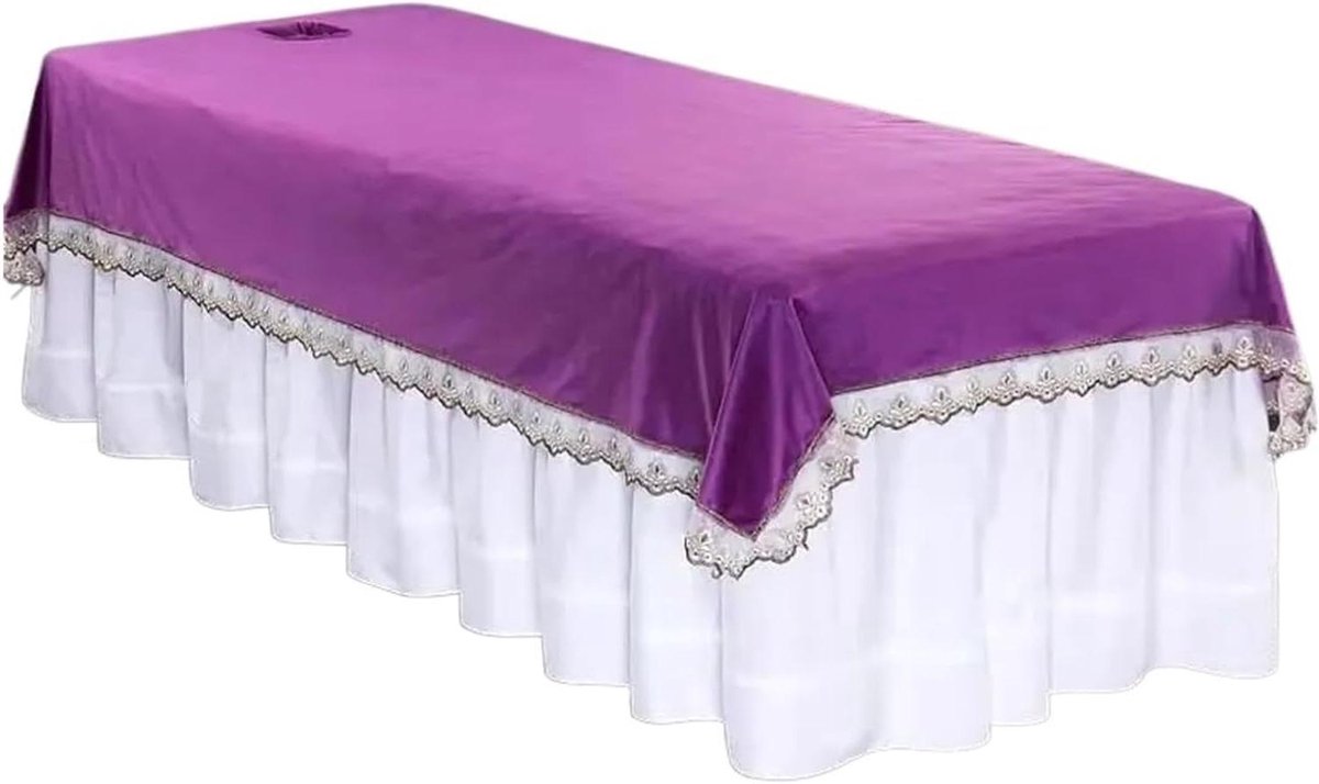 Schoonheidsbank Hoes - Massage Lakens - Behandeling Comfort - Met Gezichtsopening - 200 x 120 cm - Paars