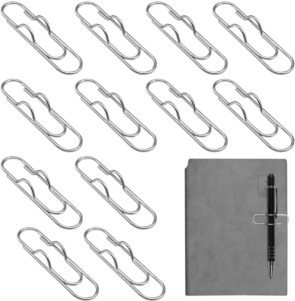 Dailygoods- Pennenclips 12 Stuks - Metalen Bladwijzer/Kaart Houder - Bureau-Organisatie - Decoratieve Paperclips - Betrouwbare Veerspanning - Veilig Grip