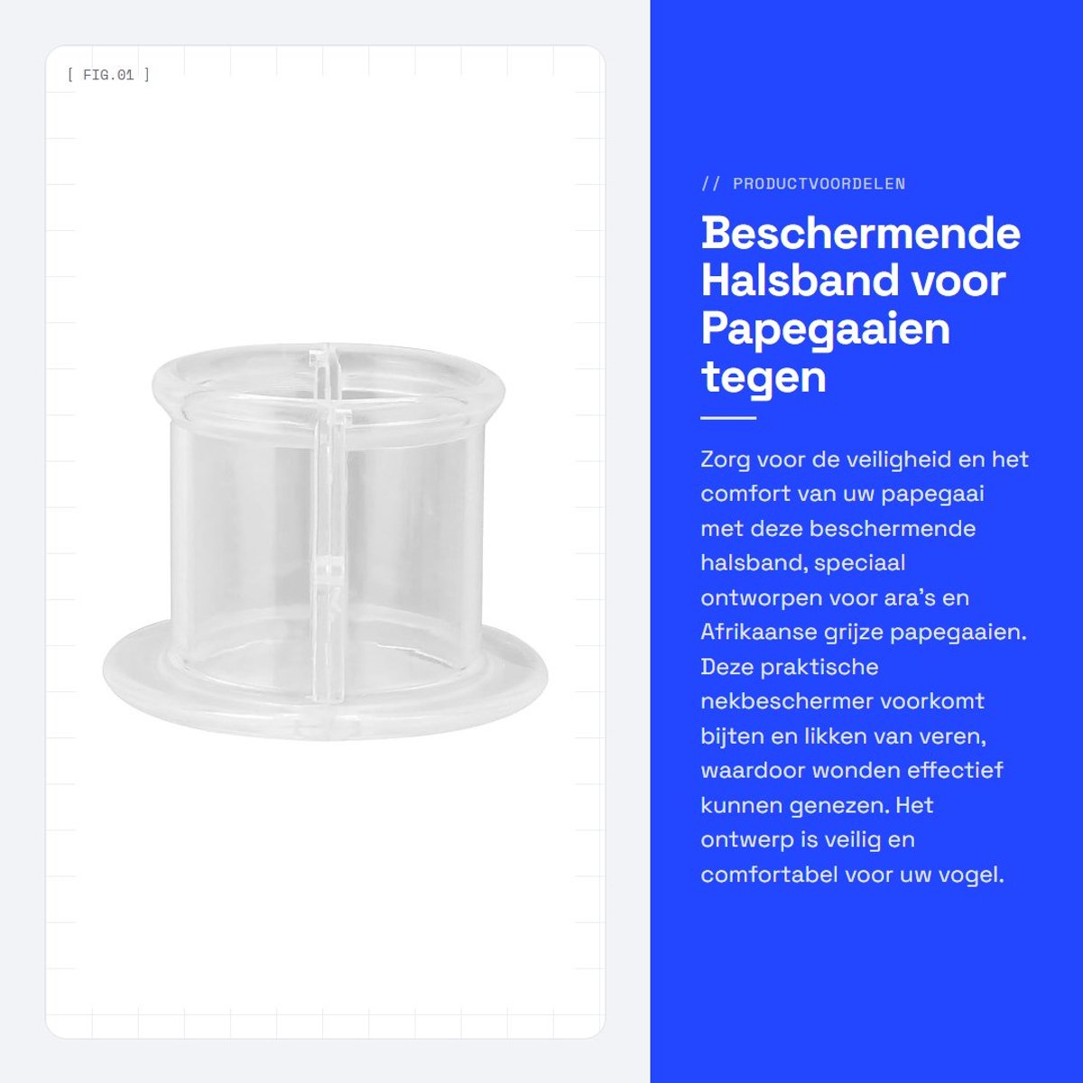 Dailygoods- Halsband Beschermend voor Papegaaien - Nekbescherming - Voorkomt Bijten/Likken - Wondgenezing - Comfortabel - Hoogwaardige Materialen - Herstelhalsband