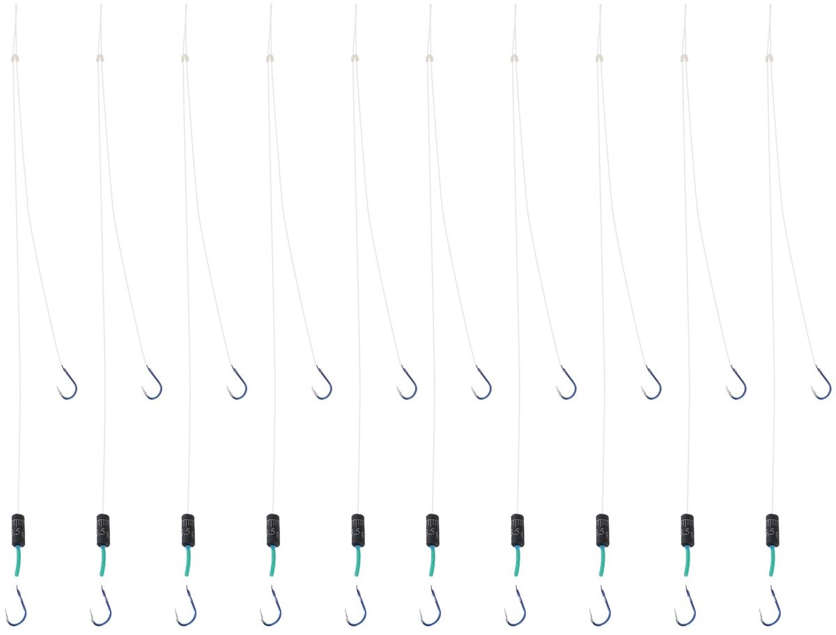 Dailygoods - 10x Dubbele Vishaken met Gewicht - Vishaak Tie Nylon Lijn