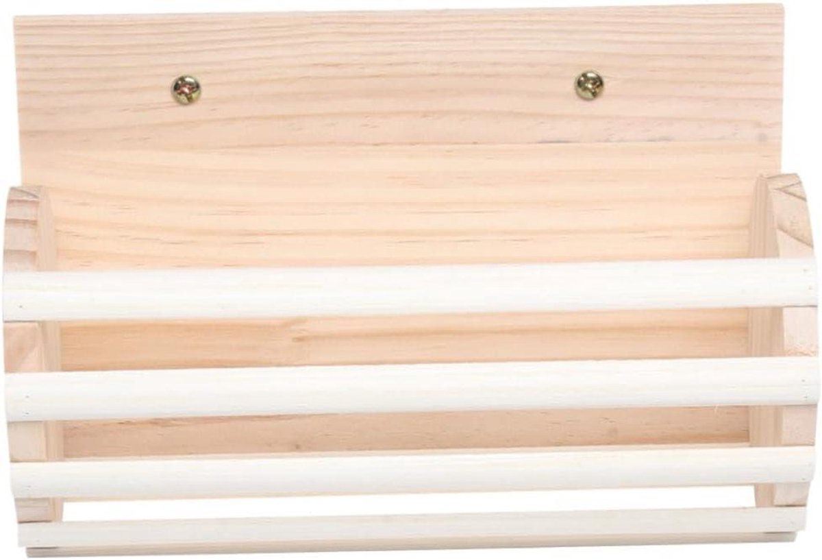 Houten Voederrek - Knaagdier Hooi Houder - Dieren Voeren - Duurzaam Veilig Materiaal - 25x12x15cm - Khaki