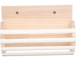 Houten Voederrek - Knaagdier Hooi Houder - Dieren Voeren - Duurzaam Veilig Materiaal - 25x12x15cm - Khaki