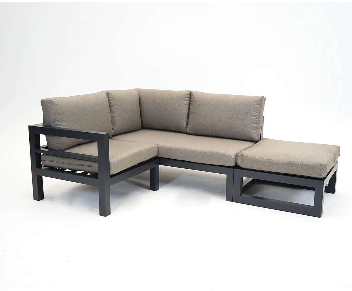 Vita Grosso 2-zits bank rechts+ hocker + hoek antraciet