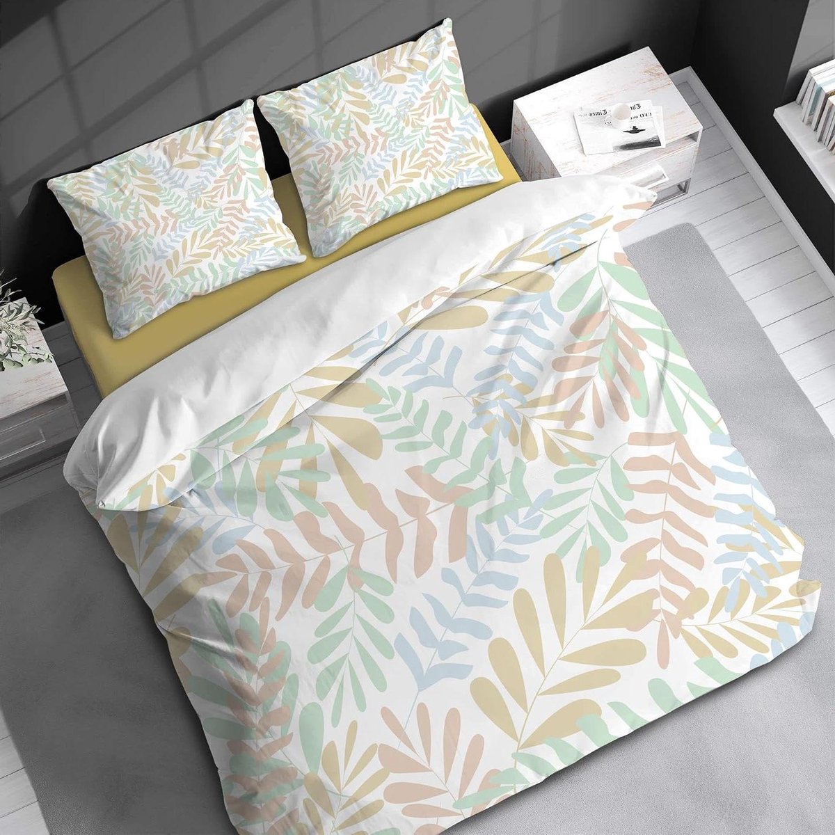 Dekbedovertrek Set - Beddengoed Tropisch - Slaapkamer Decoratie - Bladpatroon Print - Quee