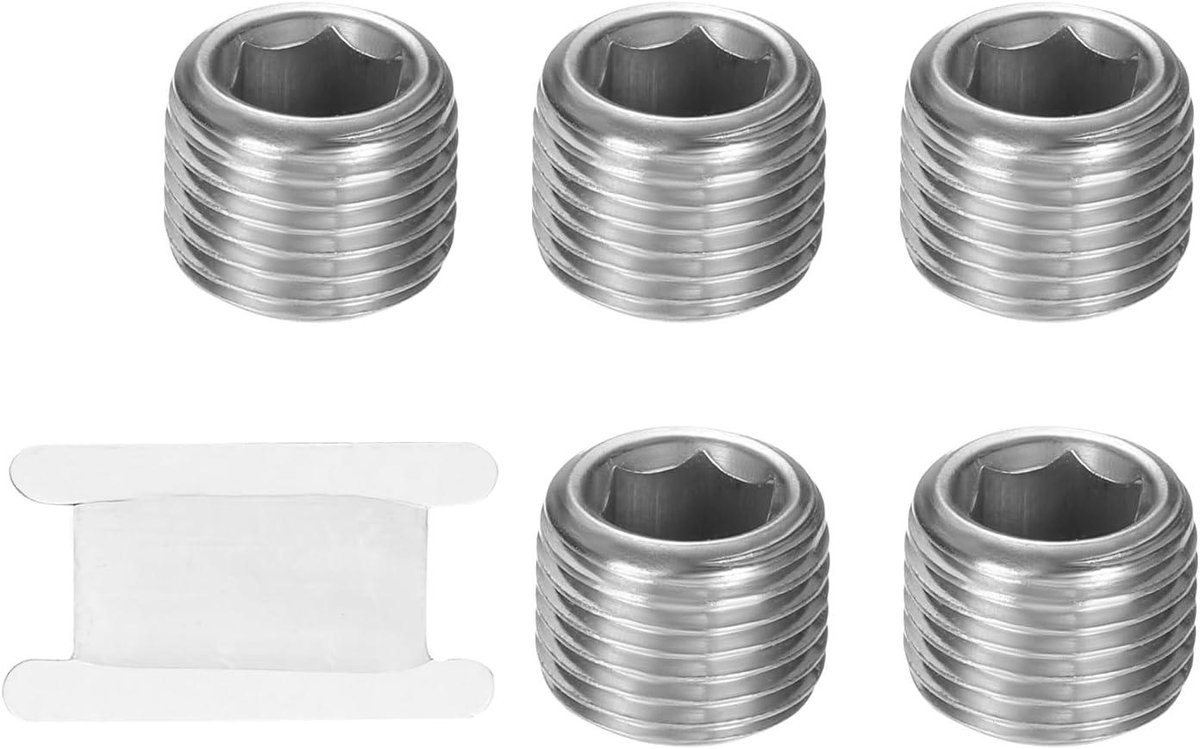 Pijp Pluggen - Leiding Afsluiters - Leidingen Afdichten - Verzonken Hex Socket - 1/8 BSP - Zilver