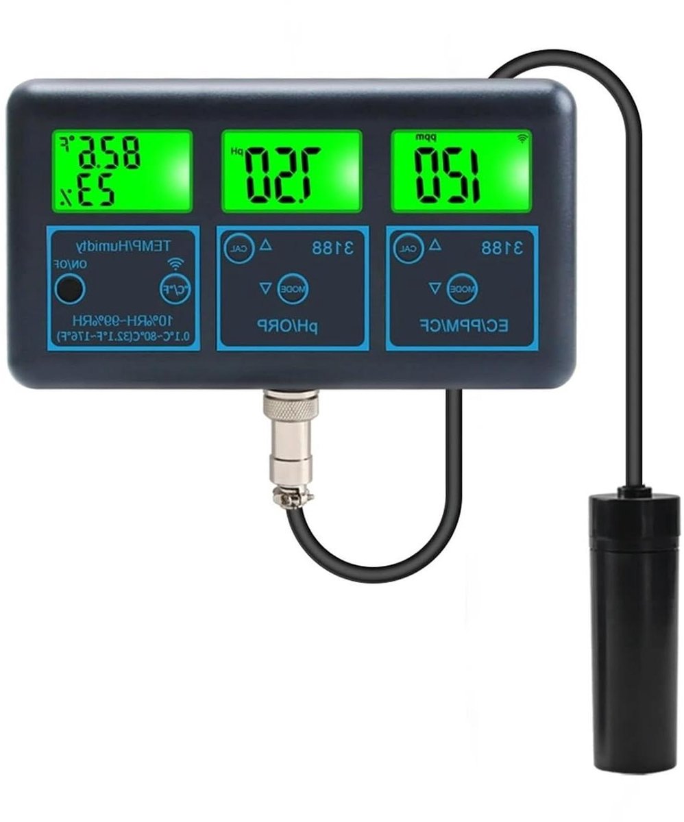 Waterkwaliteit Tester - pH EC TDS - Watersystemen Analyseren - Wifi Tuya App - 7 in 1 - Zwart