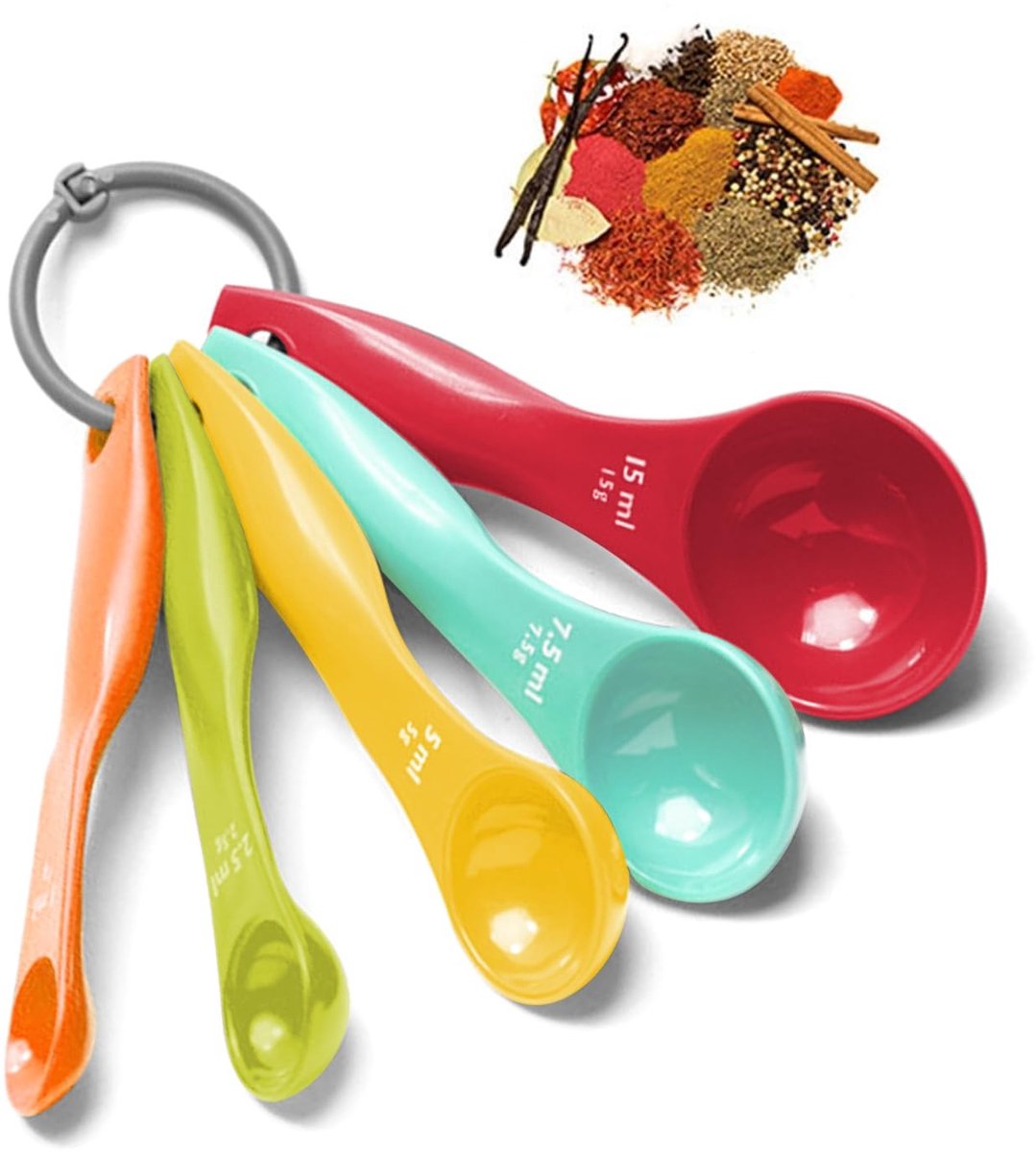 Dailygoods- Maatlepelset 5 Kleuren - Maatlepels - Maatcups - Kunststof - Multifunctioneel - Duurzaam Materiaal