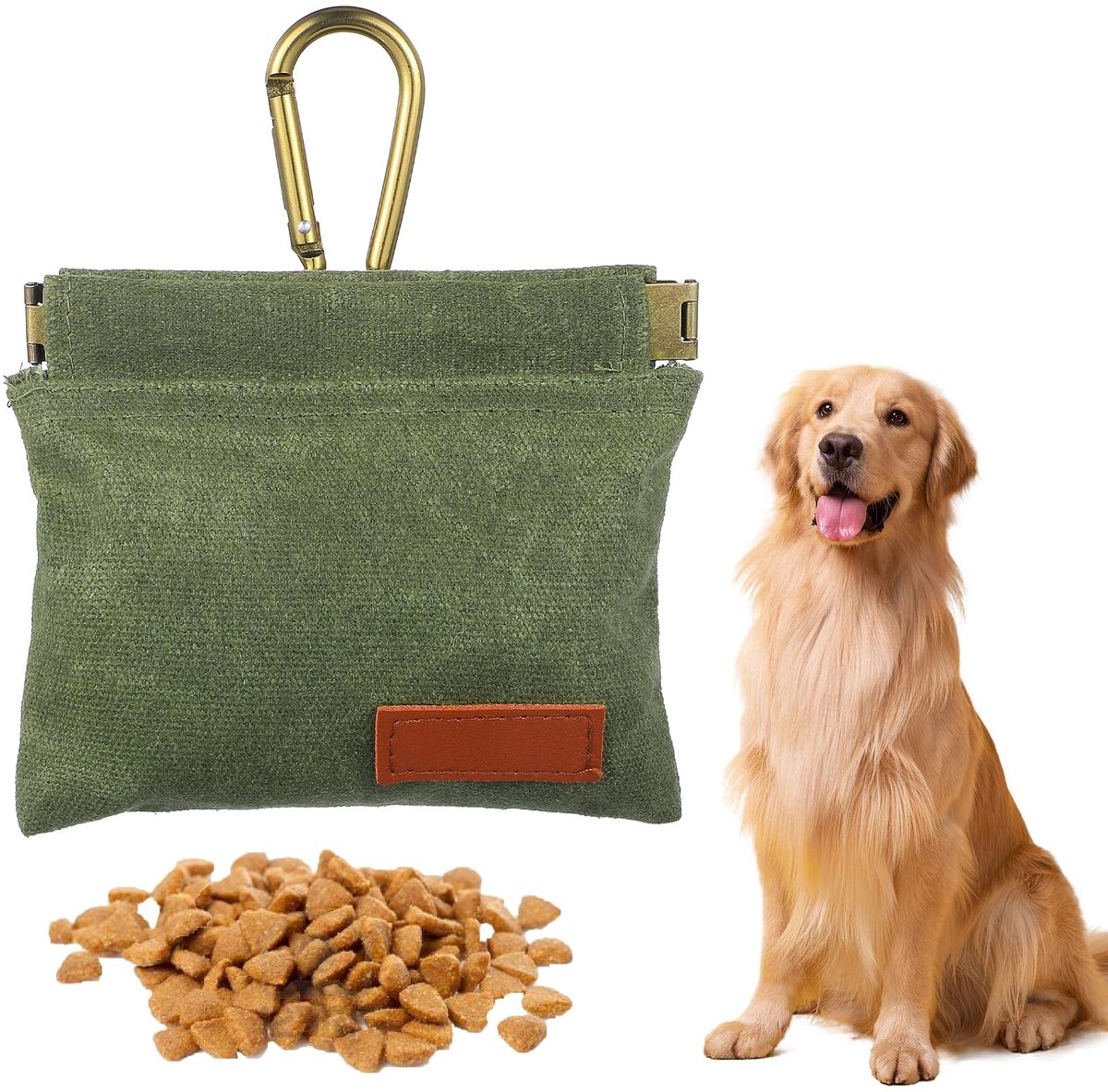 Dailygoods- Traktatiezakje Groen - Hondensnack Zakje - Huisdiertraining - Katoenen Stof - Duurzaam - 12,5 × 11 cm