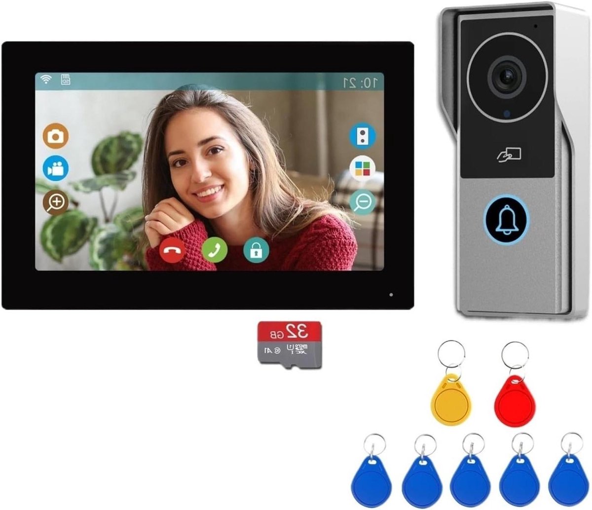 Video Deurbel Systeem - Slimme Intercom - Veilig Thuis - 7 Inch Touchscreen - 32 GB Kaart - Zilver