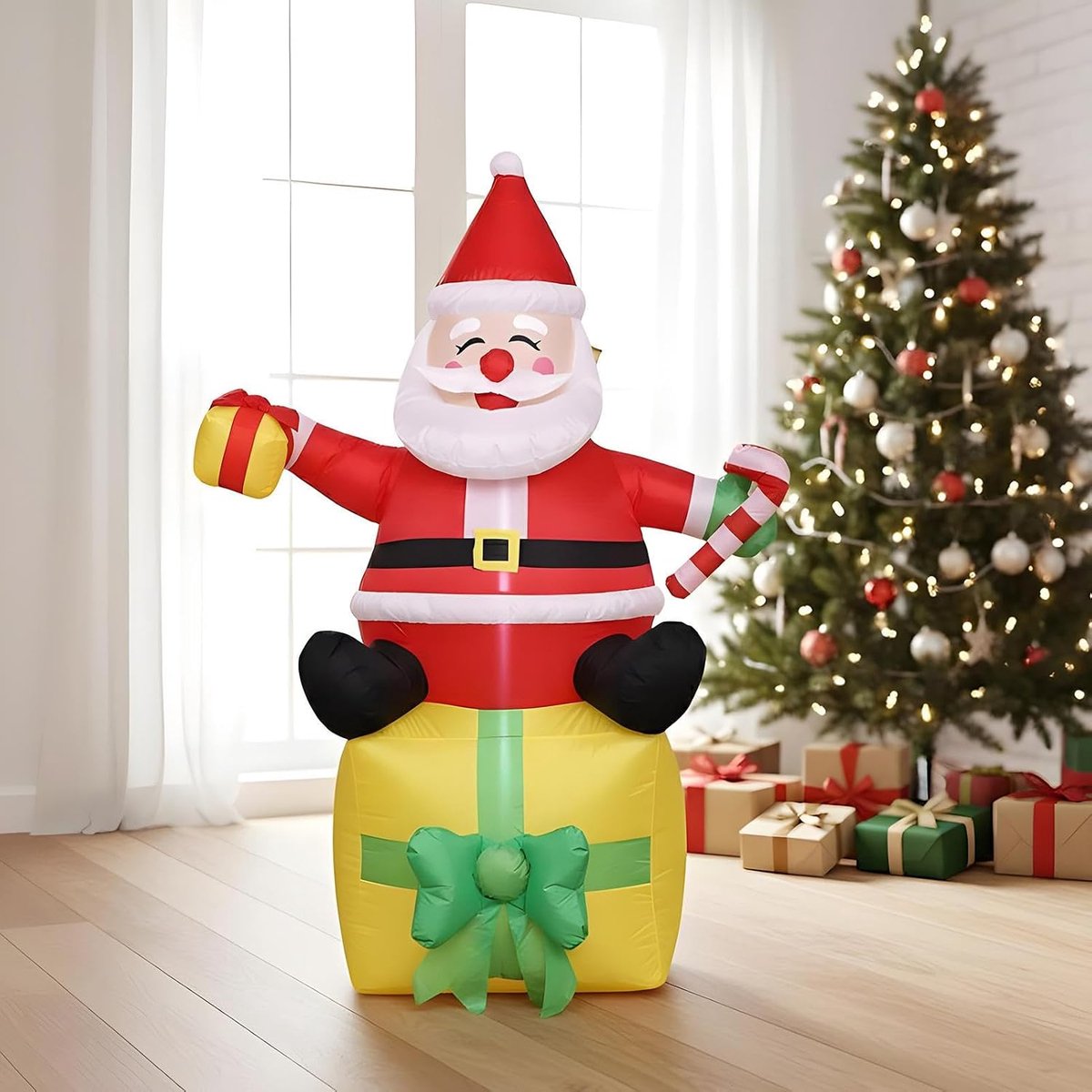 Opblaasbare Kerstfiguur - Feestelijke Decoratie - Tuin Verlichten - Waterproof LED - 180 cm - Multicolor – foto 6