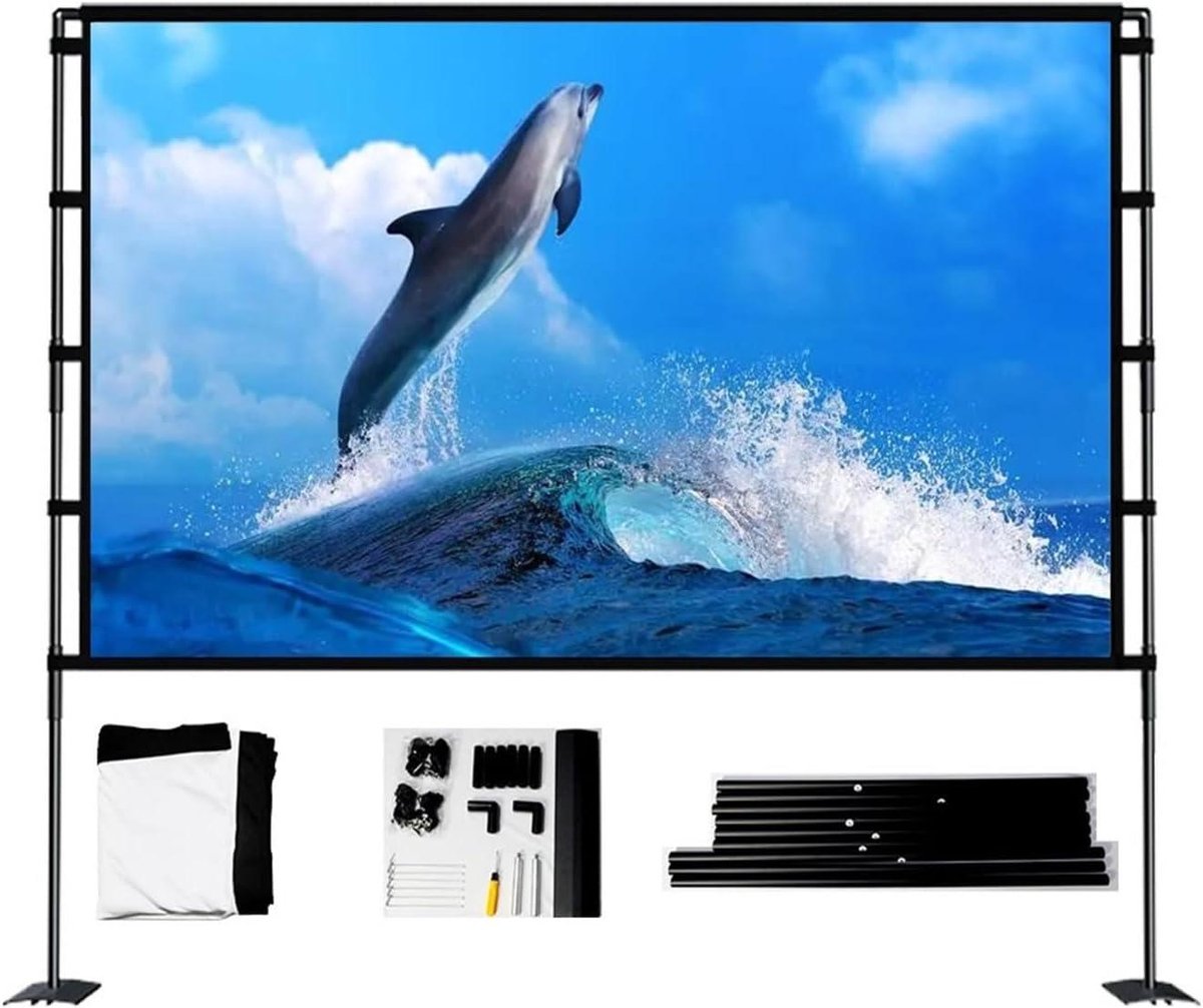 Projectiescherm - Draagbaar scherm - Thuisbioscoop creëren - Stabiele ijzeren basis - 120 inch - Wit