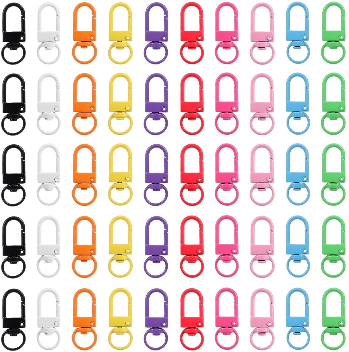 Dailygoods- Karabijnhaak Mini 50 Stuks - Kleurrijke Sleutelhangers - Zinklegering - Draagbaar - Klauwsluitingen - Hoog Draagvermogen - Sleutelhanger