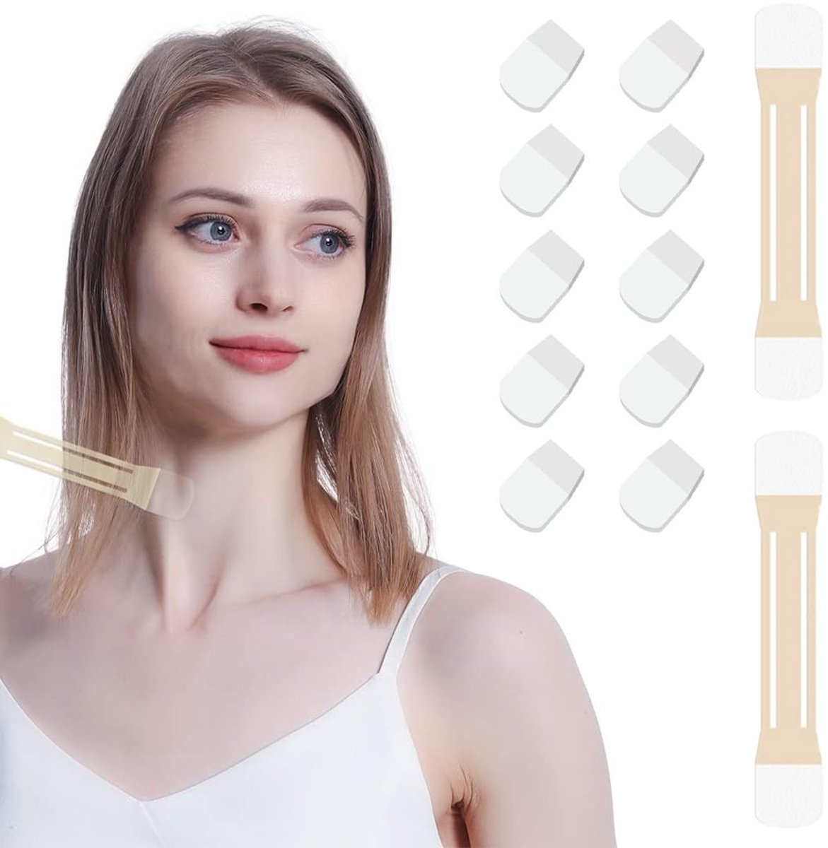 Dailygoods- Halsbandjes voor Intensieve Lifting - Halsbandje voor Gezicht - Waterdicht Ontwerp - Verstevigt Slappe Huid - Verbeterd Jeugdiger Uiterlijk - Verpakking met 2 + 10 Stickers - Neklift