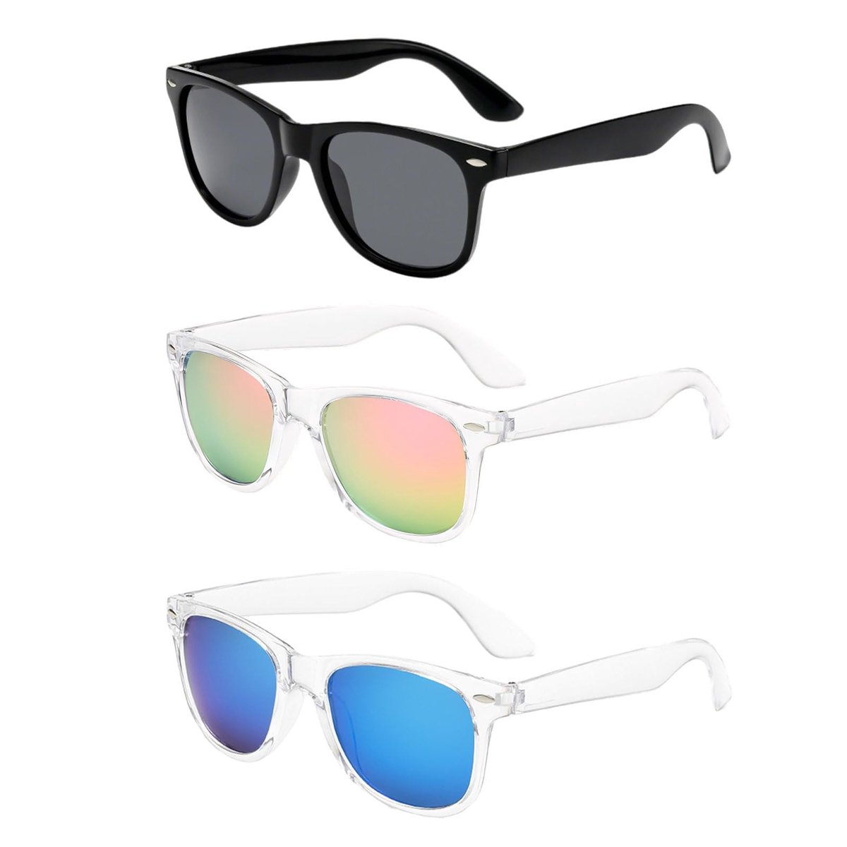 Dailygoods- Zonnebril Gepolariseerd - Set van 3 Stuks - Klassieke Vierkante Zonnebrillen - UV-bescherming - Buitensport Zonnebrillen - Geschikt voor Mannen/Vrouwen