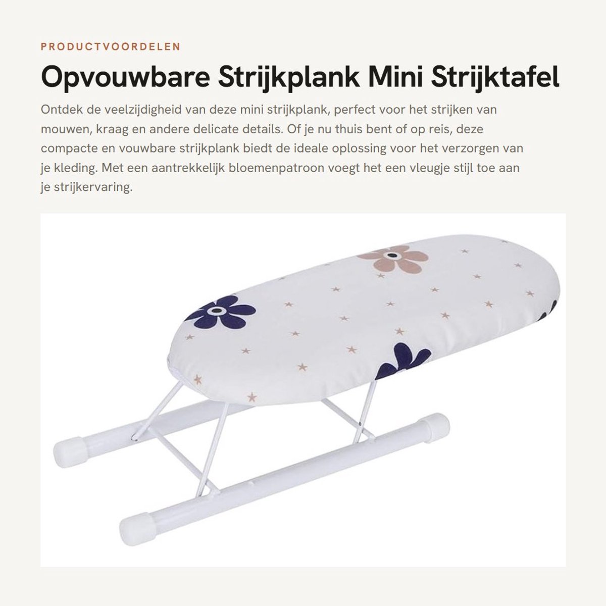 Dailygoods- Strijkplank Opvouwbaar - Mini Strijktafel - Antislip Voetafdekking - Afneembare Hoes - Multifunctioneel voor Mouwen en Kragen - Duurzaam en Ruimtebesparend