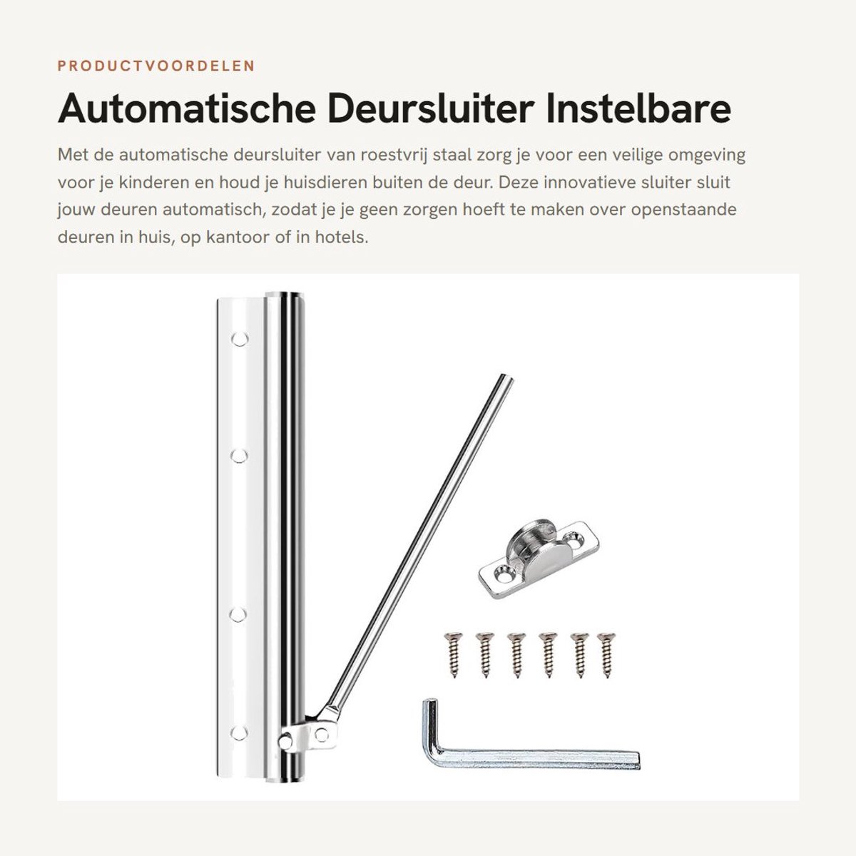 Dailygoods- Deursluiter Automatisch - Instelbare Veersluiter - Roestvrij Staal - Voor Binnen/Buitendeuren - Veiligheid voor Kinderen/Huisdieren - Slijtvast en Duurzaam - Deurdranger