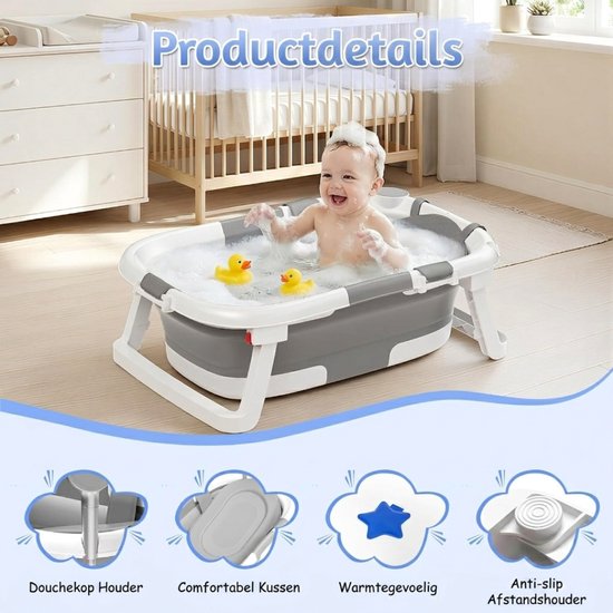 KAD® Baby Badje met Standaard - Babybad met Standaard - Baby Bad - Grijsachtig wit - 80cm x 65cm x95cm van kad — afbeelding 3