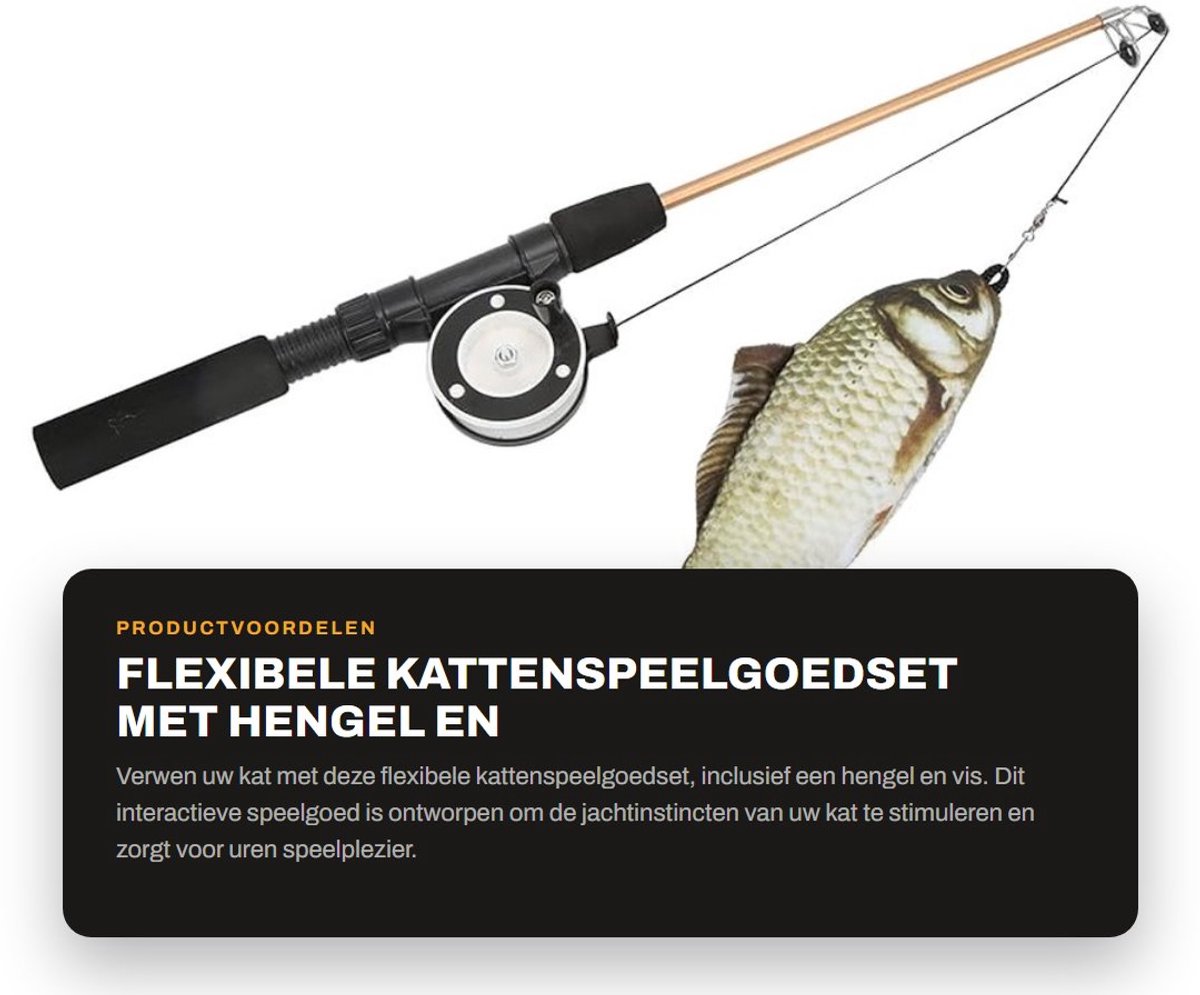 Dailygoods- Kattenspeelgoed Interactief - Kattenhengel Telescopisch - Vis Speelgoed - 3D-ontwerp - ABS/Katoen - Verhoogt Lichaamsbeweging