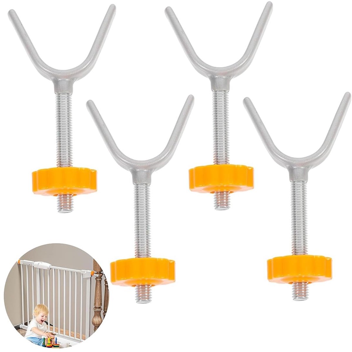 Dailygoods- Trapbeschermrooster - Set van 4 Y-spindel Drukschroeven - Stalen Kern - Duurzaam - Herbruikbaar - Veilig voor Kinderen/Huisdieren - Traphekje
