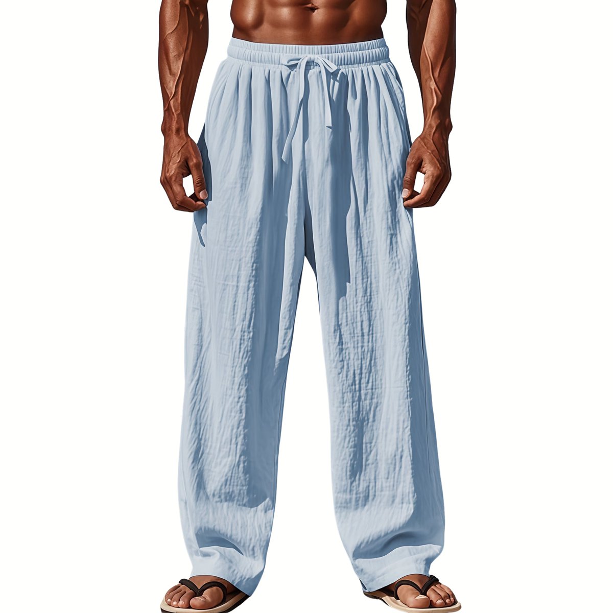 Currero Linnen Broek Heren - Zomerbroek - Volwassenen - Lange Broek - Pantalon - Strandbroek - Zomer - Ibiza Stijl - Hemelsblauw XL