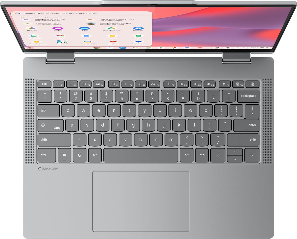 Lenovo Chrome 2in1 14ITN10 Intel® N N355 Chromebook 35,6 cm (14") Touchscreen WUXGA 8 GB LPDDR5-SDRAM 128 GB UFS Wi-Fi 6E (802.11ax) ChromeOS Engels Grijs thumbnail 2