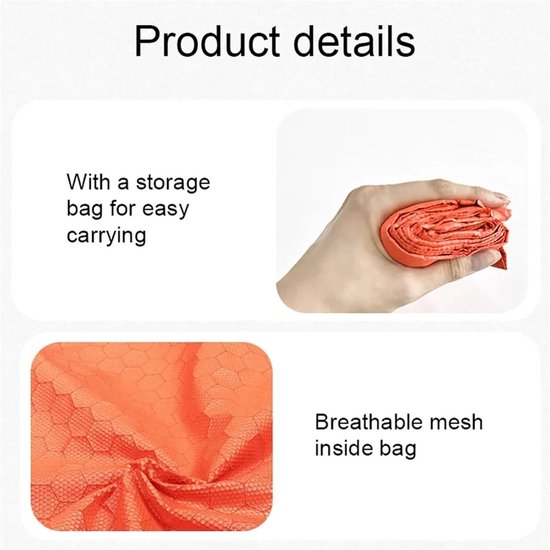 Bivvy tas - Nood slaapzak - Kamperen en survival - Houdt 90% lichaamswarmte - 208 x 81 cm - Oranje — afbeelding 3
