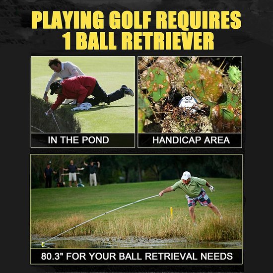 Golfbalvanger - Uitrekbare golf raper - Golf sport accessoire - Waterbal vangstang - uitschuifbaar 205cm, automatische greep, geen bukken nodig - Roestvrij staal - 40×7×7 cm, 7 cm kop - Geschikt voor golfbanen - Geel — afbeelding 3