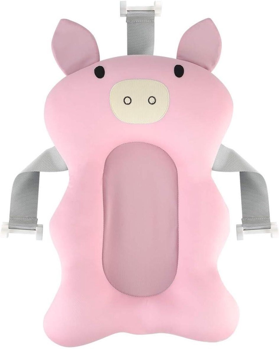 Antislip badkussen - Baby badzitje - Comfortabel badderen - Ergonomisch ontwerp - 48x36 cm - Roze varken