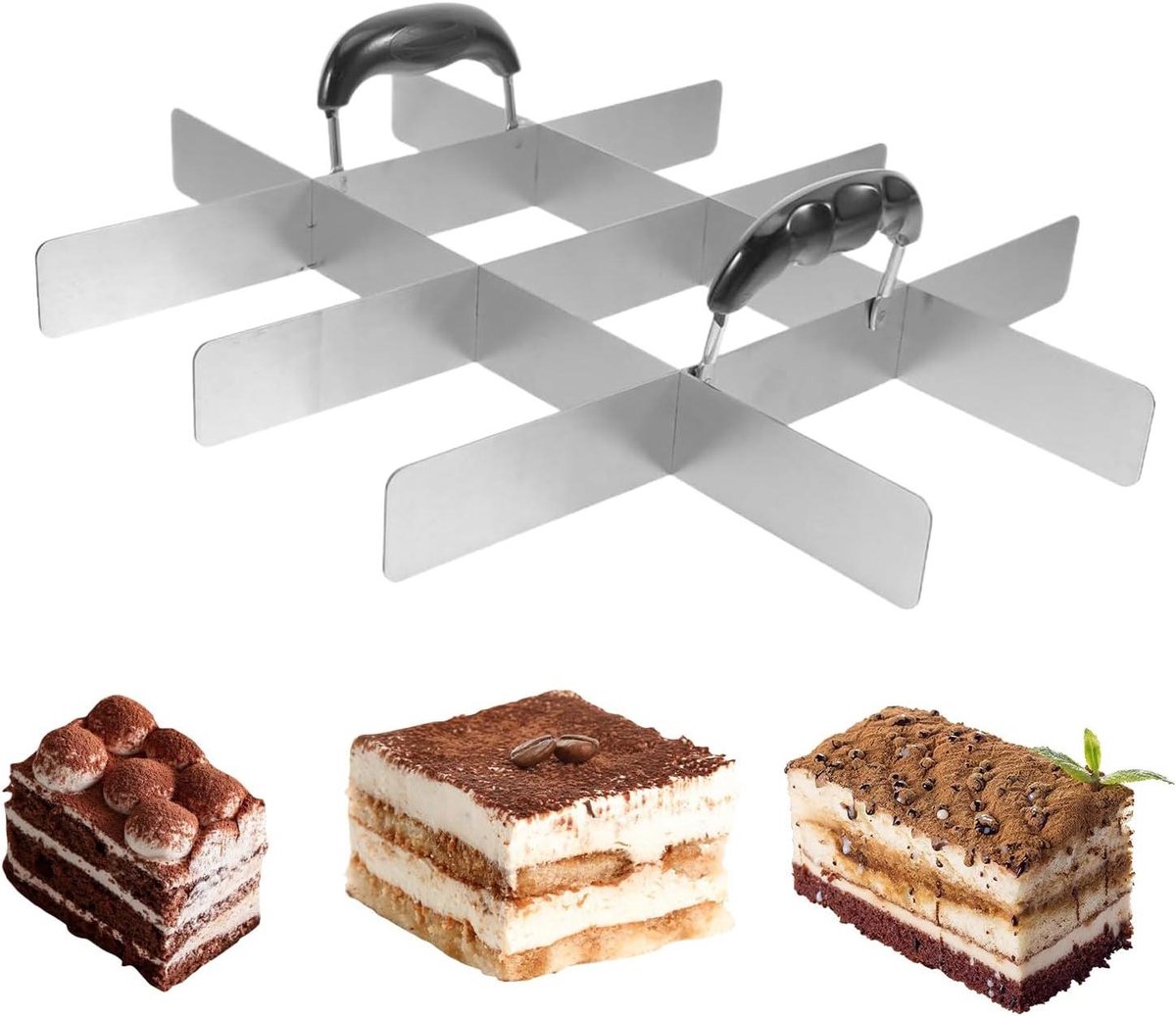 Vierkante Vorm - Taart Snijder - Nauwkeurig Portioneren - Roestvrij Staal - 33 x 28.5 cm - Zilver