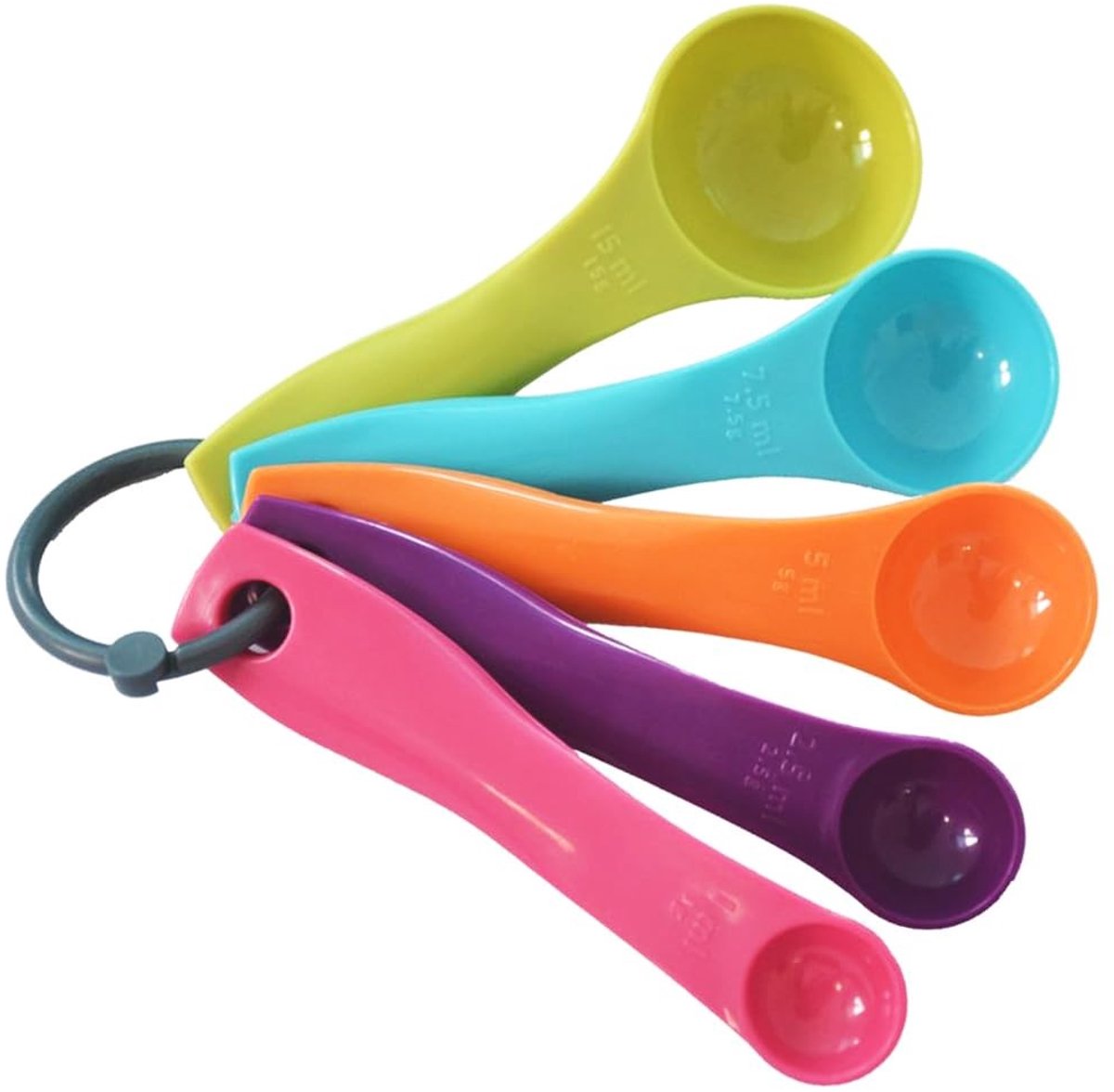 Dailygoods- Maatbeker Set 5 Stuks - Maatlepels - Nauwkeurige Keukenmaatbeker - Doseerset voor Vloeibare Ingrediënten - Zilver - M