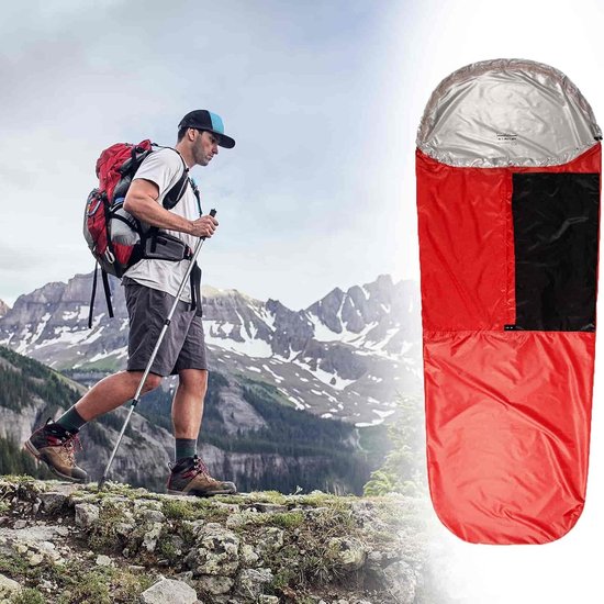 Campingslaapzak - Isolerende hoes - Outdoor avontuur - Vochtbestendig schild - 85 x 221 cm - Zwart Rood — afbeelding 2