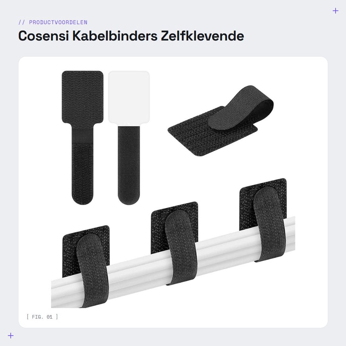 Dailygoods - Kabelbinders - Zelfklevende kabelclips - Verstelbaar en sterk - Zwart - Kabelorganizer - Voor tv en pc - 36 stuks 3x9 cm