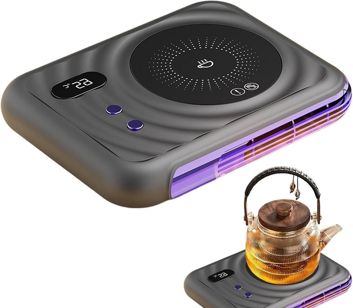 Koffiemok Warmer - Drank Warmer - Warme Drank - Digitale Display - 20W - Donkergrijs