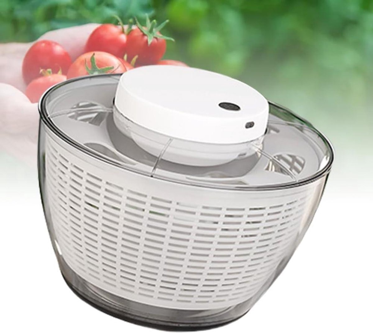 Elektrische Sla Spinner - Groente Droger Afdruiprek - Salades Bereiden - Krachtige Motor 500 RPM - 4.5L - Grijs