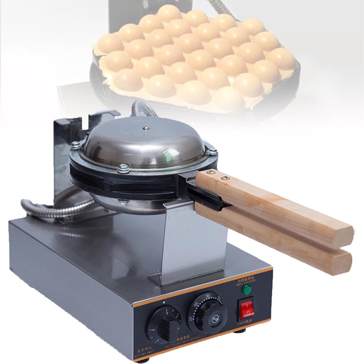 Eierkoekmachine - Wafelijzer - Desserts Maken - 180 Graden Draaibaar - 1400 Watt - Zilver
