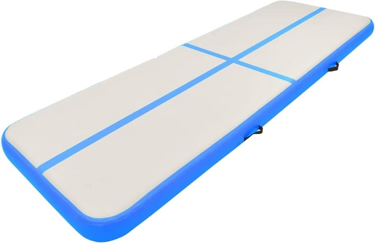 Opblaasbare Gymnastiekmat - Vloermat Yogamat - Trainen en Spelen - Waterdicht Antislip - 400 x 100 x 15 cm - Blauw