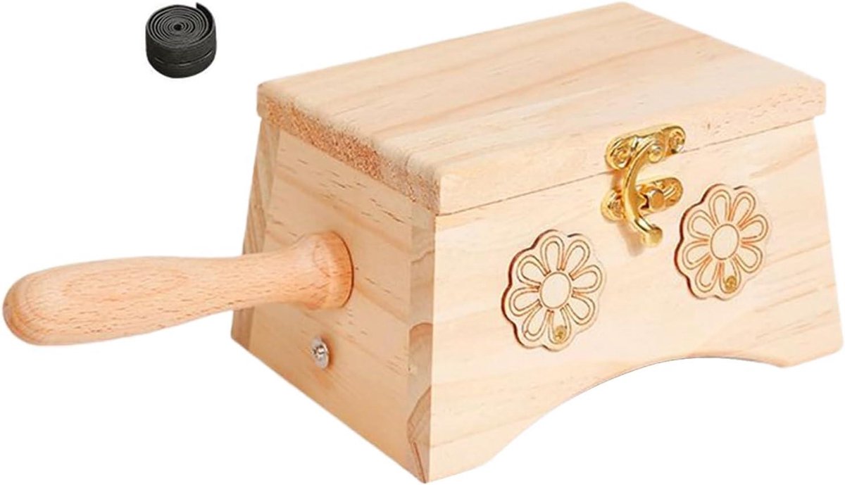 Houten Massagebox - Massageapparaat Lichaam - Ontspanning Thuis - Ergonomisch Ontwerp Met Band - 16 x 12 x 9.5 cm
