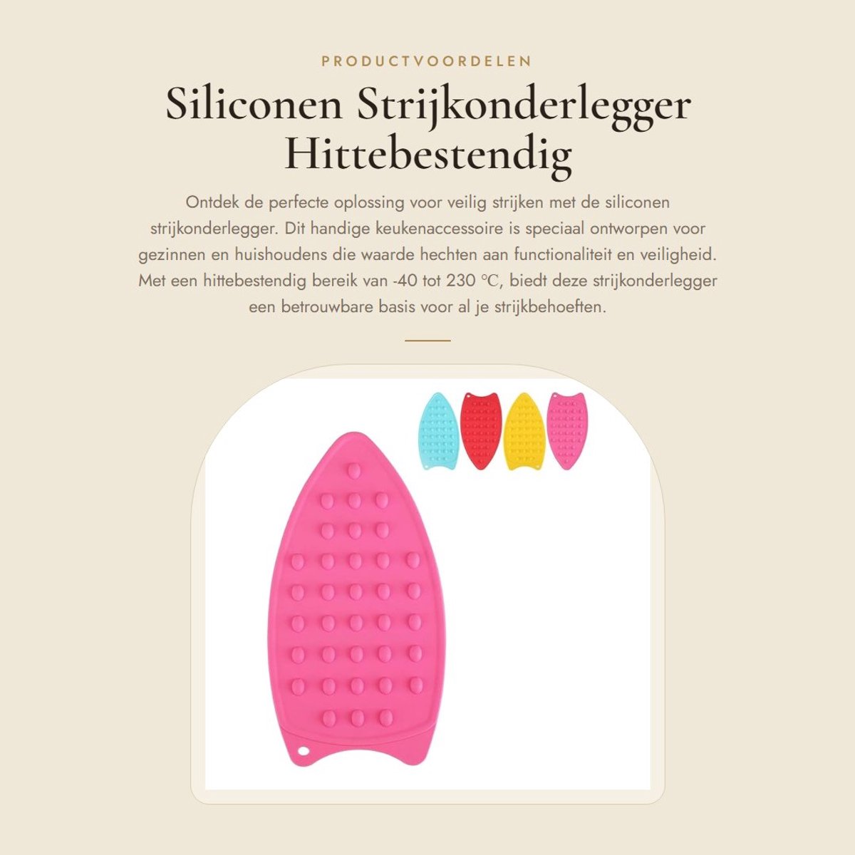 Dailygoods- Strijkonderlegger Hittebestendig - Antislip Oppervlak - Siliconen - 27 x 14 cm - Keukenaccessoire - Veilig Strijken - Strijkmat