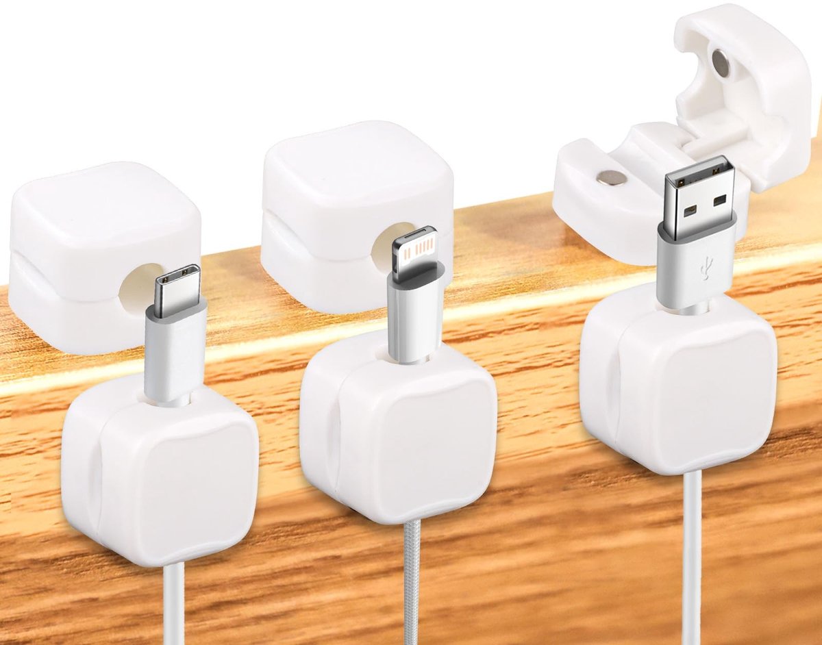 Dailygoods - Set van 6 Magnetische Kabelbeheerclips voor Thuis en Kantoor