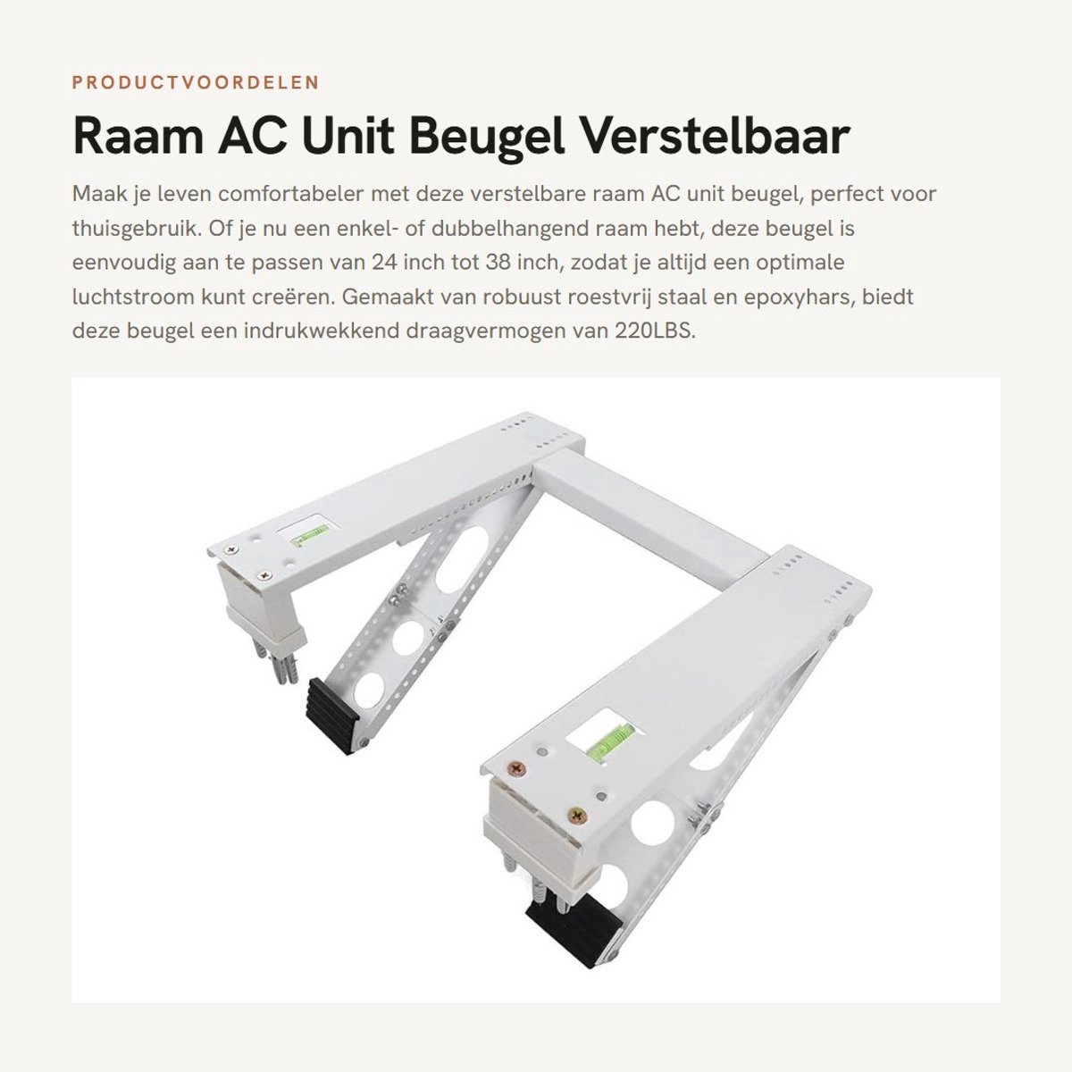 Dailygoods- Raam AC Unit Beugel Verstelbaar - Draagvermogen 100KG - Roestvrij Staal - Eenvoudige Montage - Geschikt voor Enkel/Dubbelhangende Ramen - Ondersteuning tot 38 Inch - Airconditioningsteun