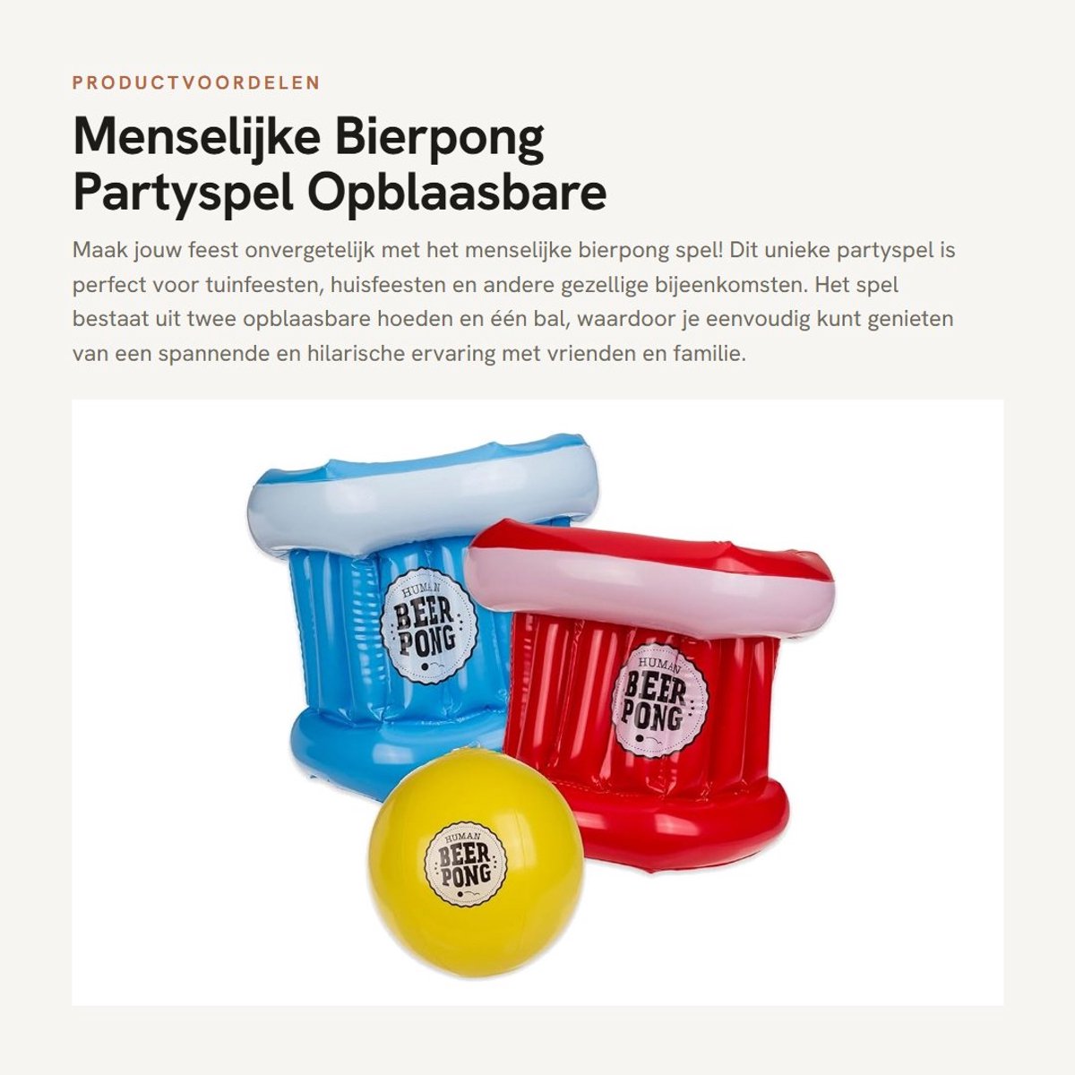 Dailygoods- Bierpong Spel - Menselijke Bierpong - Opblaasbare Hoeden - Party Spel - Tuinfeest - Huisfeest - Inclusief 1 Bal - Partyspel